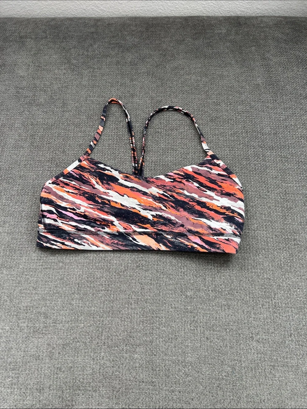 lululemon athletica Pink Orange Black Strappy Crop Top